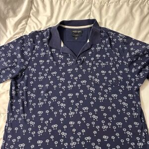 Banana Republic Dark Blue Floral Polo Shirt